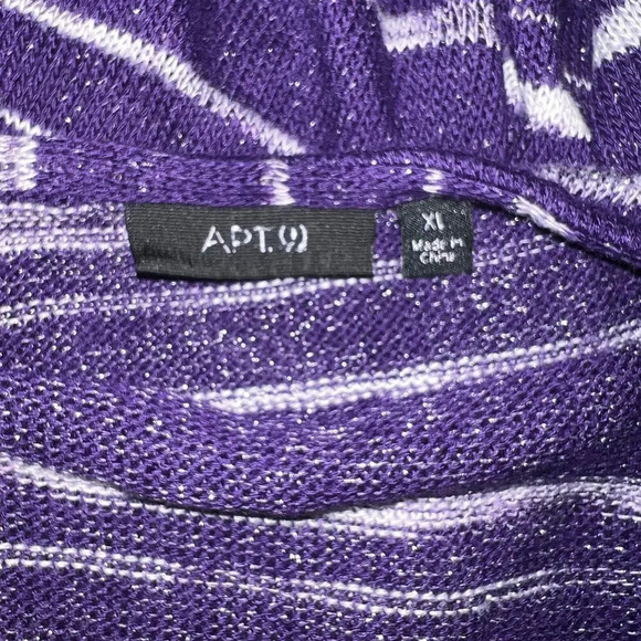Apt.9, XL, purple white stripe metallic slouchy cowl neck long sleeve sweater  - Picture 6 of 8